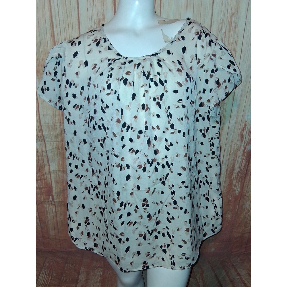 Shein Multicolor Leopard Print Short Sleeve Blouse Sz 1XL